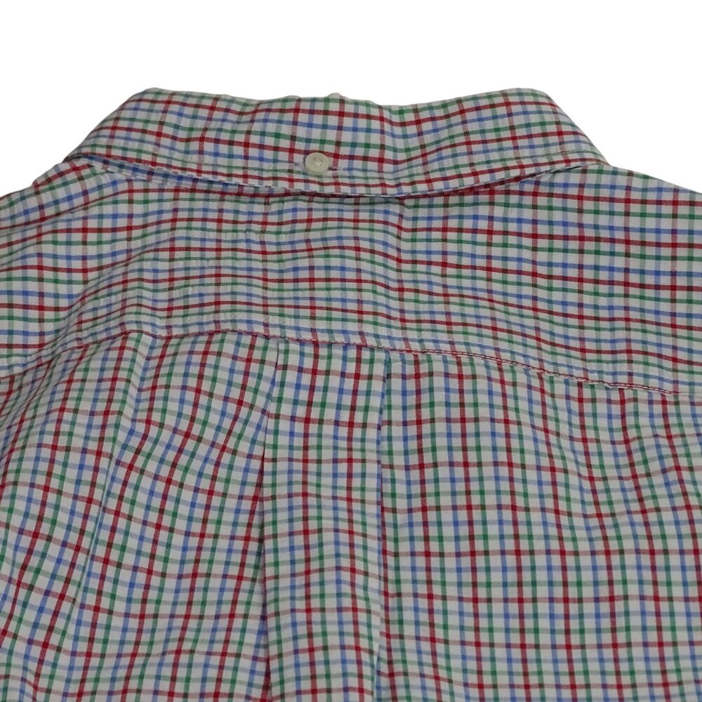 Lands End Button Down Plaid Seersucker Shirt Traditional Fit Size XL 17-17.5 - Picture 5 of 10